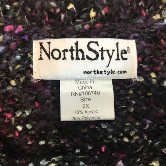 EUC North Style multicolor marled knit Pullover Sweater, 2X - Picture 4 of 7